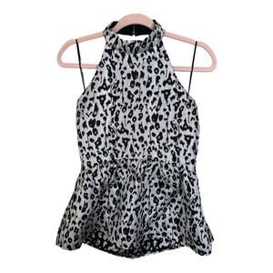 Lord & Taylor Design Lab shiny leopard animal print halter top medium